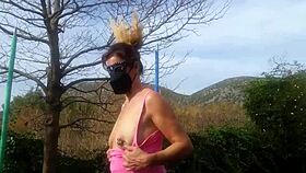 Kinky Nippleringlover Mom Bounces Boobs with Pierced Pussy Open