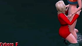 On the beach, a blonde shemale passionately engages in anal sex with a sexy girl.