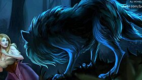 The wolf spotted Myrtle's big tits and tried to eat them