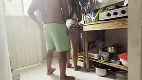 quickie in the bathroom with my visiting cousin, bending her over and filling her up