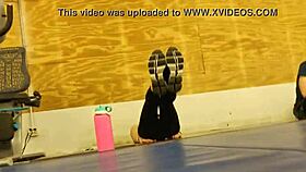 asian beauty in tight black leggings caught on camera at gym