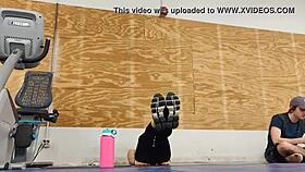 asian beauty in tight black leggings caught on camera at gym