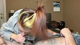 babyybutts gives a bubble blowjob with lots of spit and a mouthpie ending