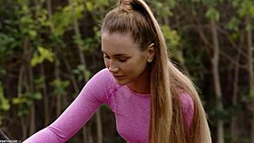 Mary Rock works her pussy at the gym with stud neighbor, she says, licking up spunk.