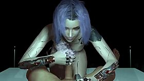 robot girl gives pov handjob in cyberpunk parody
