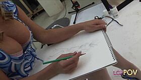 Huge Natural Tits Lesbian Model Signs Up for Steamy Job