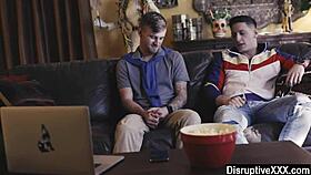 Straight guy gets sucked by athletic hunk in bareback taboo