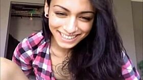 Tranny teases on cam while tasting her own load