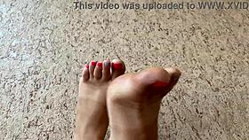 mature woman explores foot fetish outdoors