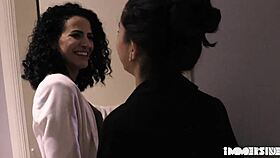 Woman in fishnets enjoys ass licking and deepthroat in stockings