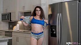 look at this curvy shemale masturbating her small cock.