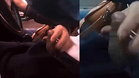 young woman performs oral sex in the car