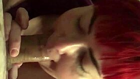 Redhead's amazing deepthroat bj with handjob tease