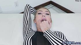 Clothed Teen Slut Receives Facial Cumshot