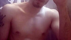 She enjoys a relaxing solo bath in the shower, playing around.