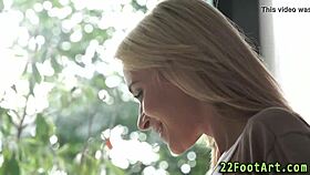 Can the blonde babe handle cum on her toes?