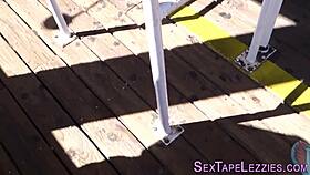 Brunette lesbians film face riding 😍