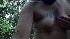 Autoseance en extérieur for French slave with uro humiliation