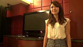 young japanese babe smiles during first vibrator masturbation at home