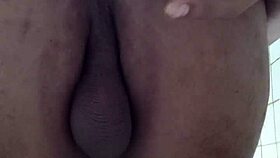 Asian shemale plays with vegetable for anal fun