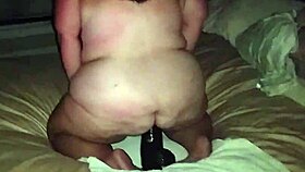 Big-tit plumper fucking huge dildo hard!