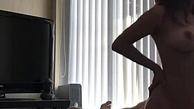 Wow, young Asian rides dick wildly with vibrator on webcam!