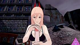 feel the excitement in denji power chainsaw man hentai sex blowjob and cumshot