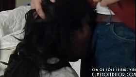 Submissive chubby slut intensely deepthroats big cocks on webcam