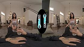 I watch my helpful nanny suck my big cock in VR for the first time