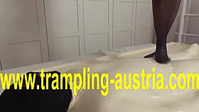 Mistress Tramples Bound Slave In Vacuum Bed