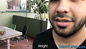 Bear Latino Jizzes in Twink's Mouth