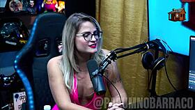 Bruna Carlos shows natural chest to presenter