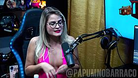 Bruna Carlos shows natural chest to presenter