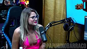 Bruna Carlos shows natural chest to presenter