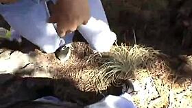 misty gives a blowjob closeup outdoor with toys and orgasm