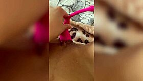 watch her masturbate close up with that big pink dildo