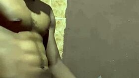 Jerking Off His Big Long Black Dick Cumshot