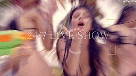 three latina girls casually sucking a dildo like it's their own big ass toy