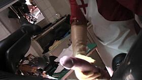 Rubbernurse Agnes Teases With Handjob And Deep Ass Dildo Pegging