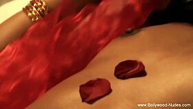 Sexy brunette belly dancer performs nude teasing routine in indian style