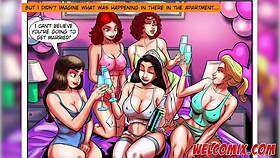 nerd boy bangs four hot chicks at lingerie party