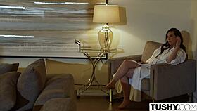 hot hotel maid's ass dominated by kinky power couple in wild anal.
