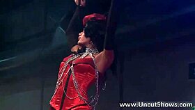 Slutty Brunette Rips Red Lingerie Outdoors