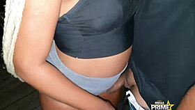 A young latina teen enjoys a public gangbang in the woods with big black cocks.