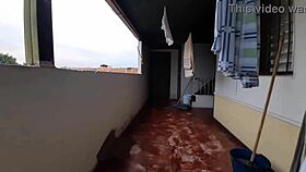 Pulling her panties in the hallway