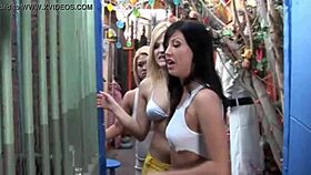 Clothed woman seduces naked man in erotic tease