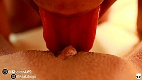 Close-up pussy licking big clit to orgasm in POV Khalessi 69 😍