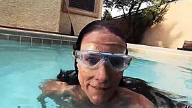 brunette cougar sofie marie masturbates pussy underwater pool 😏