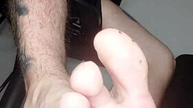 naughty twink jerks off alone showing sweaty feet