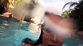 brunette cougar sofie marie masturbates pussy underwater pool 😏